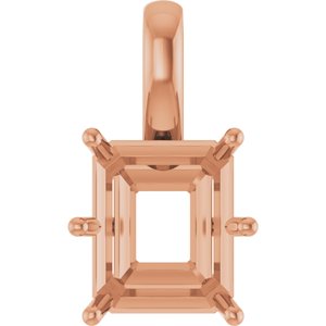 14K Rose Gold 12x10 mm Emerald Charm/Pendant Mounting – image 2