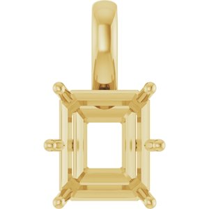 18K Yellow Gold 12x10 mm Emerald Charm/Pendant Mounting – image 2