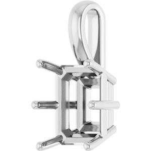 Sterling Silver 12x10 mm Emerald Charm/Pendant Mounting – image 4