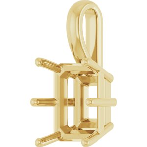 10K Yellow Gold 12x10 mm Emerald Charm/Pendant Mounting – image 4
