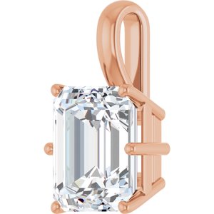 18K Rose Gold 12x10 mm Emerald Charm/Pendant Mounting – image 3