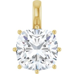 18K Yellow Gold 12 mm Cushion Charm/Pendant Mounting
