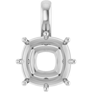 14K White Gold 12 mm Cushion Charm/Pendant Mounting – image 2
