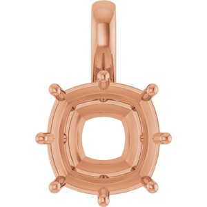 18K Rose Gold 12 mm Cushion Charm/Pendant Mounting – image 2