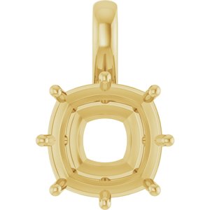 18K Yellow Gold 12 mm Cushion Charm/Pendant Mounting – image 2