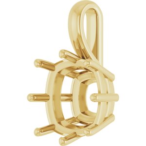 18K Yellow Gold 12 mm Cushion Charm/Pendant Mounting – image 4
