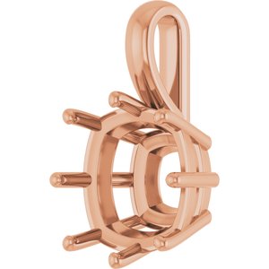 18K Rose Gold 12 mm Cushion Charm/Pendant Mounting – image 4