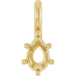 10K Yellow Gold 6x4 mm Pear Charm/Pendant Mounting – image 2