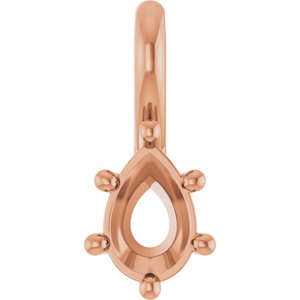 18K Rose Gold 6x4 mm Pear Charm/Pendant Mounting – image 2