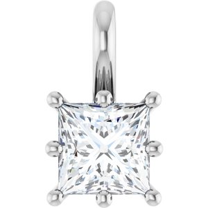 10K White Gold 5 mm Square Charm/Pendant Mounting