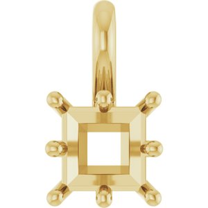 10K Yellow Gold 5 mm Square Charm/Pendant Mounting – image 2