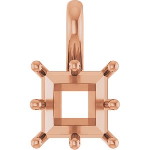 14K Rose Gold 6.5 mm Square Charm/Pendant Mounting – image 2
