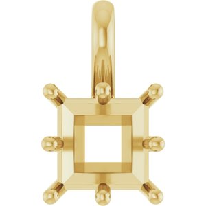 18K Yellow Gold 6.5 mm Square Charm/Pendant Mounting – image 2