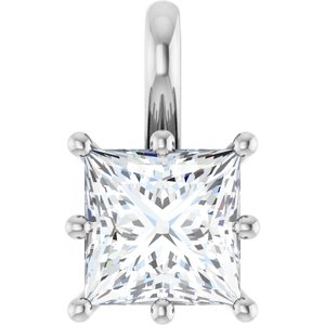 10K White Gold 6.5 mm Square Charm/Pendant Mounting