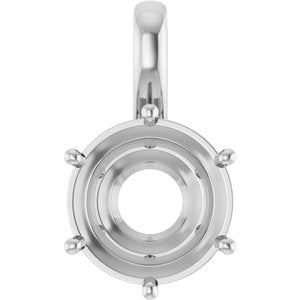 10K White Gold 12 mm Round Charm/Pendant Mounting – image 2