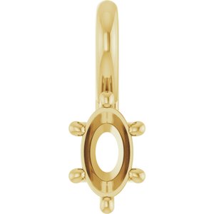 18K Yellow Gold 5x3 mm Oval Charm/Pendant Mounting – image 2