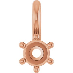 14K Rose Gold 3.5 mm Round Charm/Pendant Mounting – image 2