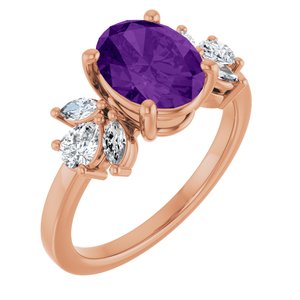 14K Rose Gold 9x7 mm Oval  Natural Amethyst & 1/2 CTW Lab-Grown Diamond Ring