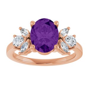 14K Rose Gold 9x7 mm Oval  Natural Amethyst & 1/2 CTW Lab-Grown Diamond Ring