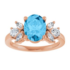 14K Rose Gold 9x7 mm Oval  Natural Swiss Blue Topaz & 1/2 CTW Lab-Grown Diamond Ring