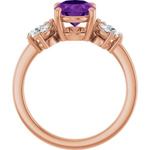 14K Rose Gold 9x7 mm Oval  Natural Amethyst & 1/2 CTW Lab-Grown Diamond Ring