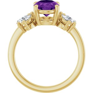 14K Yellow Gold 9x7 mm Oval  Natural Amethyst & 1/2 CTW Lab-Grown Diamond Ring