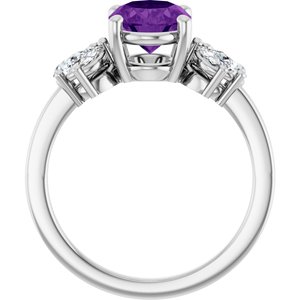 Sterling Silver 9x7 mm Oval  Natural Amethyst & 1/2 CTW Lab-Grown Diamond Ring