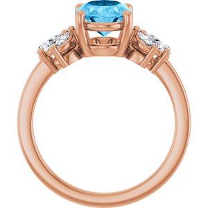 14K Rose Gold 9x7 mm Oval  Natural Swiss Blue Topaz & 1/2 CTW Lab-Grown Diamond Ring