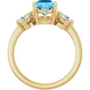 14K Yellow Gold 9x7 mm Oval  Natural Swiss Blue Topaz & 1/2 CTW Lab-Grown Diamond Ring