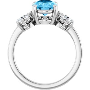 Platinum 9x7 mm Oval  Natural Swiss Blue Topaz & 1/2 CTW Lab-Grown Diamond Ring