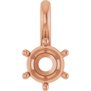 18K Rose Gold 5.2 mm Round Charm/Pendant Mounting – image 2
