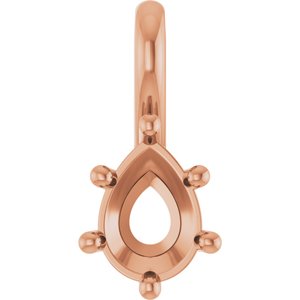 14K Rose Gold 7x5 mm Pear Charm/Pendant Mounting – image 2