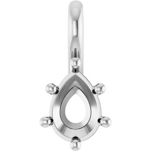 18K White Gold 7x5 mm Pear Charm/Pendant Mounting – image 2