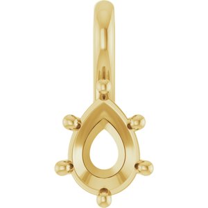 18K Yellow Gold 7x5 mm Pear Charm/Pendant Mounting – image 2