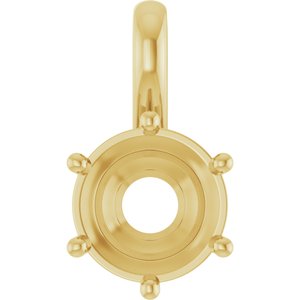 18K Yellow Gold 8.2 mm Round Charm/Pendant Mounting – image 2