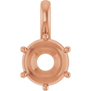 18K Rose Gold 8.2 mm Round Charm/Pendant Mounting – image 2