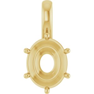 18K Yellow Gold 11x9 mm Oval Charm/Pendant Mounting – image 2