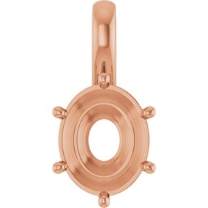 14K Rose Gold 11x9 mm Oval Charm/Pendant Mounting – image 2