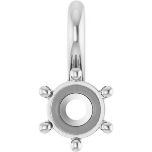 14K White Gold 4.1 mm Round Charm/Pendant Mounting – image 2