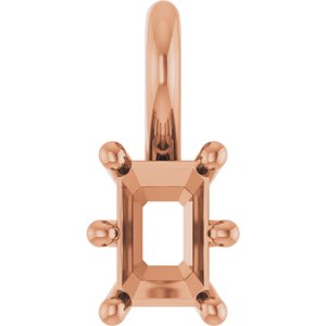 14K Rose Gold 4.5x3 mm Emerald Charm/Pendant Mounting – image 2