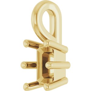 18K Yellow Gold 4.5x3 mm Emerald Charm/Pendant Mounting – image 4