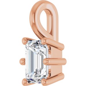 14K Rose Gold 4.5x3 mm Emerald Charm/Pendant Mounting – image 3