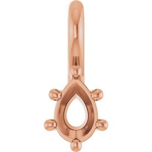 14K Rose Gold 4.5x3 mm Pear Charm/Pendant Mounting – image 2