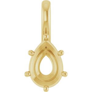 10K Yellow Gold 10x7 mm Pear Charm/Pendant Mounting – image 2