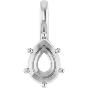 14K X1 White Gold 10x7 mm Pear Charm/Pendant Mounting – image 2