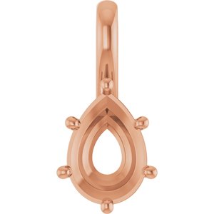 18K Rose Gold 10x7 mm Pear Charm/Pendant Mounting – image 2