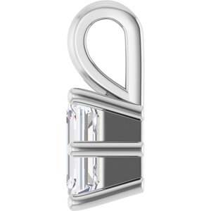 10K White Gold 6x4 mm Emerald Charm/Pendant Mounting – image 5