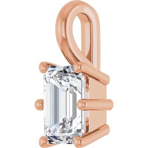 10K Rose Gold 6x4 mm Emerald Charm/Pendant Mounting – image 3