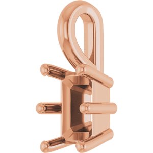 14K Rose Gold 6x4 mm Emerald Charm/Pendant Mounting – image 4