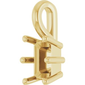 18K Yellow Gold 6x4 mm Emerald Charm/Pendant Mounting – image 4